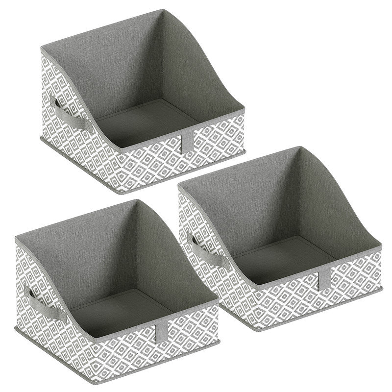 Ebern Designs 3 Pack Collapsible Trapezoid Storage Bins Bin, Diamond Grey