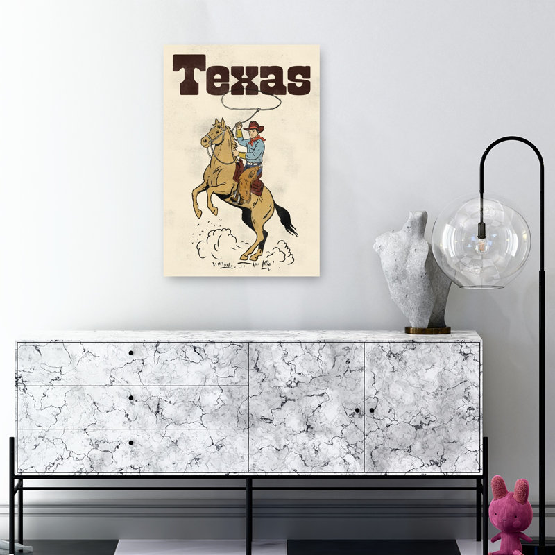 «Retroing Texas Cowboy Classic Retro Traditional Horse», reproduction d'art, 36" H x 24" W