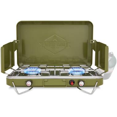 Costway 2-in-1 Propane Grill 2 Burner Camping Gas Stove Portable w/  Removable Leg 