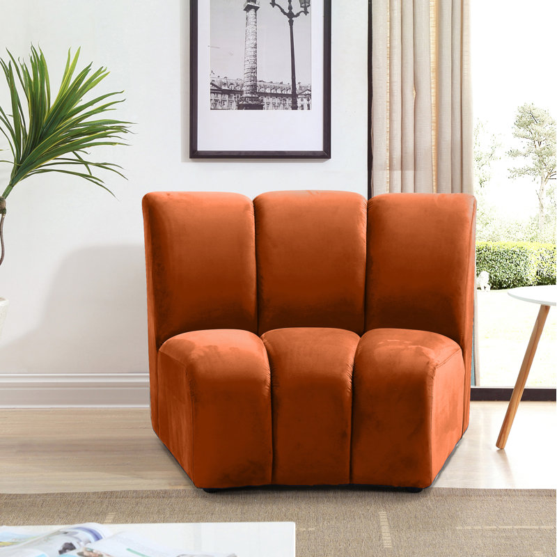 Dabir Velvet Slipper Chair, Cognac Velvet