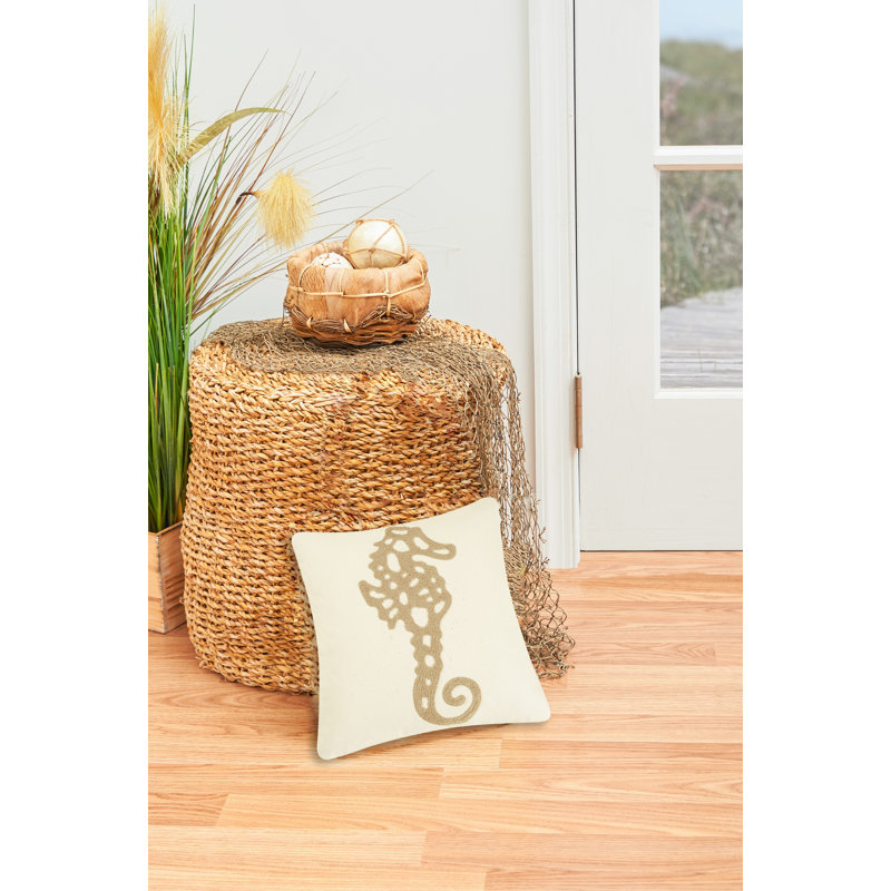 Ocean Seahorse Rice Stitch Throw Pillow
