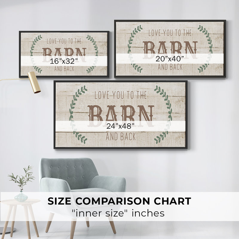 «Love You to the Barn», toile tendue avec châssis encadré, prête à être accrochée, H 21 po x l 41 po, Noir
