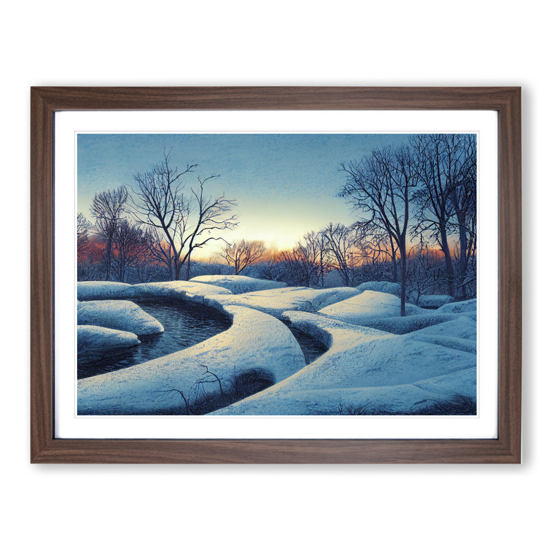 A Fanciful Winter Forest - Single Picture Frame Print, Walnut Framed, 46cm H x 64cm W x 2cm D