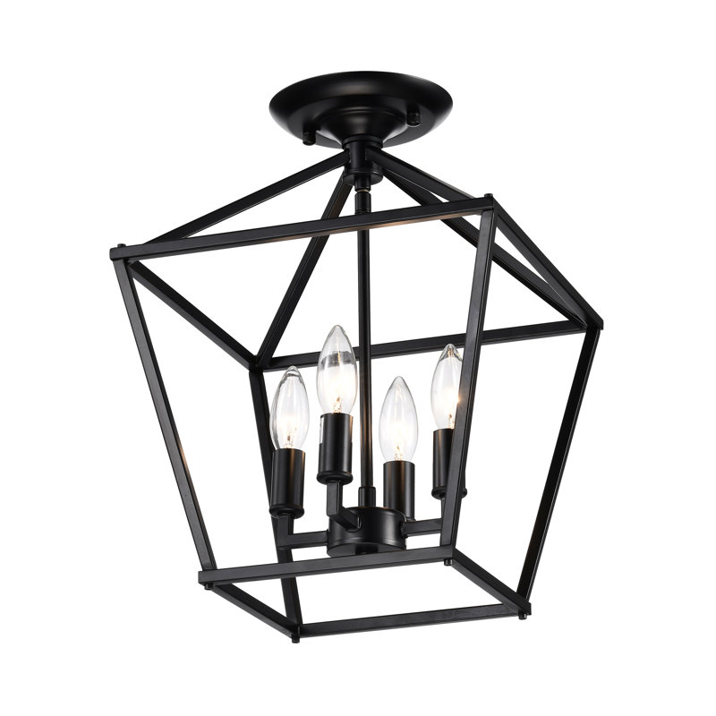 Plafonnier semi-encastré 4 lumières 12 po Drexil, Noir mat