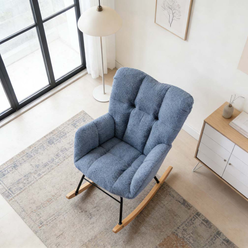 Chaise berçante pour salon d'intérieur, Bleu clair