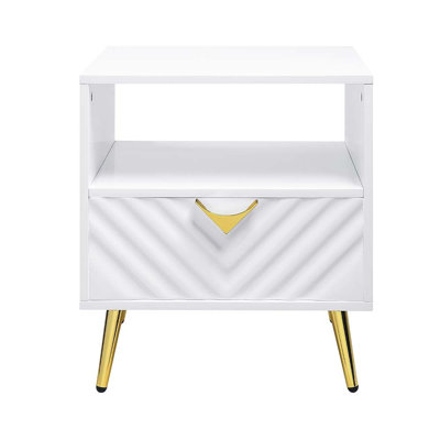Table de bout rectangulaire contemporaine avec pieds en métal Gaines