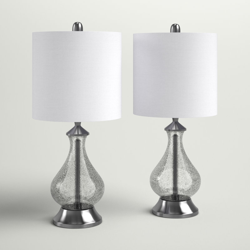 Harpster Table Lamp, Off-White, Mercury Glass/Brushed Nickel