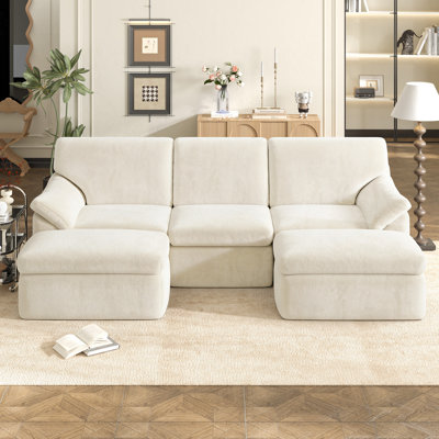  2.4m Sofa 5-Seater Chenille Foam Modular Sectional Sofa