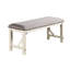 Banc de salle à manger rembourré gris, finition blanche, siège antique