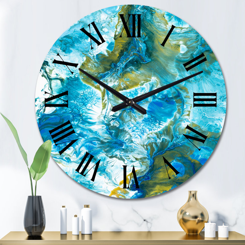 Horloge murale moderne bleue et blanche, Moyen