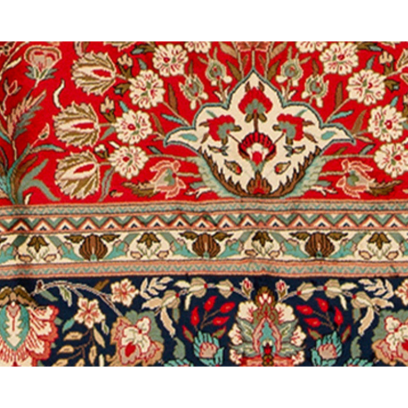 Hand Knotted Area Rug in Red And Blue