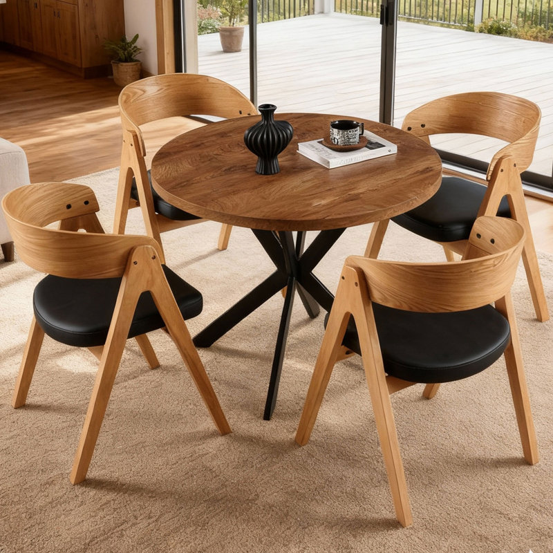 Contour 5 - Piece Dining Set, 5 Pieces: Table, 4 Chairs, Yellow/Black