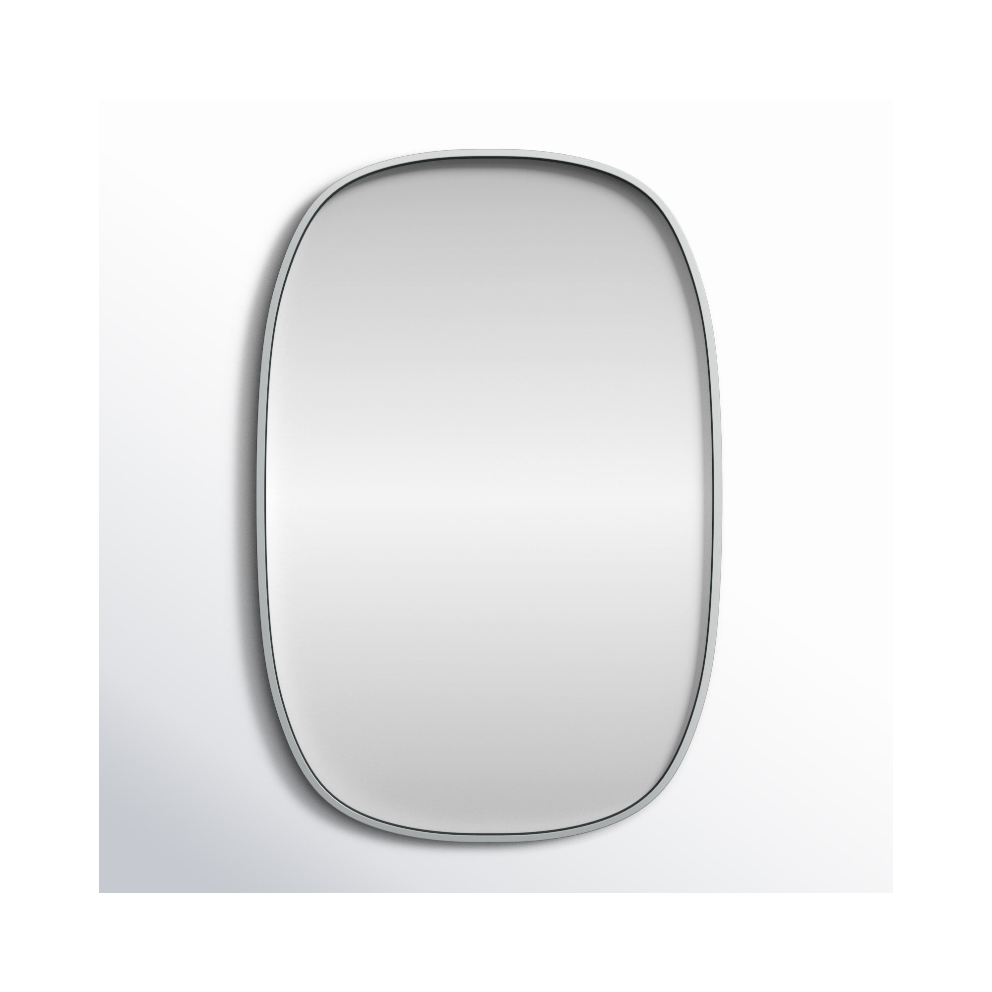 Sabine Metal Curved Oval Wall Mirror, 36" x 24", Silver