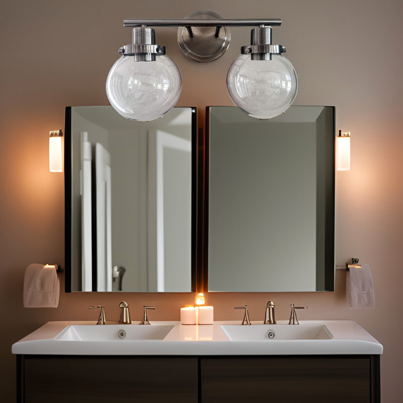 2- Black Wall Lamp With Clear Glass Shade, For Bathroom, Living Room, Bedroom, Hallway, Porch Fixtures Bathroom Vanity , Sconce Versatile