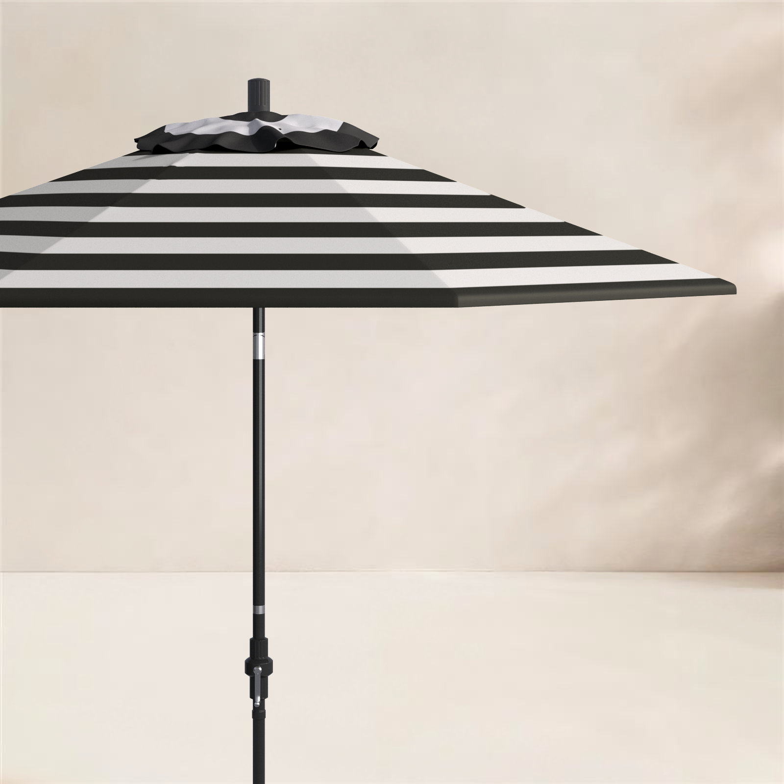 Roverta 9' Market Sunbrella® Umbrella, Cabana Classic Black Stripe Sunbrella®, Black