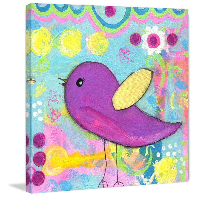 «Purple Bird» par Jill Lambert, reproduction sur toile tendue, H 18 po x l 18 po x P 1,5 po