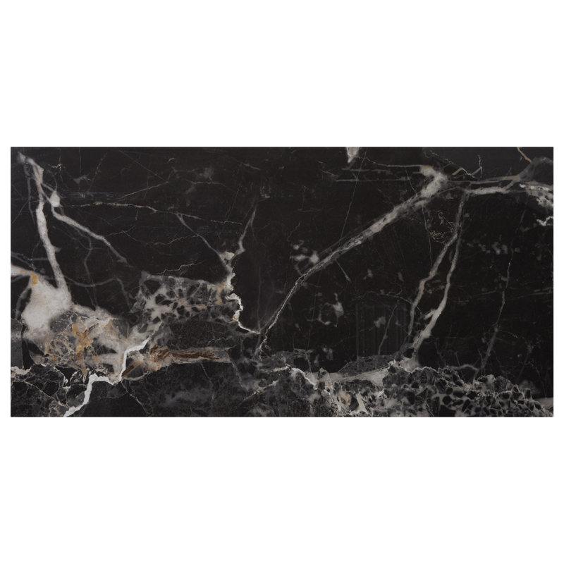 Marfino 24x48 Matte Marble Look Porcelain Tile, Black Gold