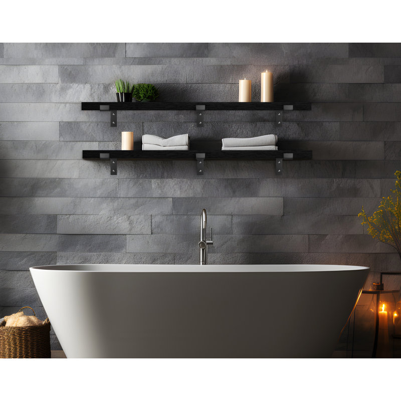 Emerald Lee 2 Piece Oak Bracket Shelf, 2" H x 63" W x 7" D