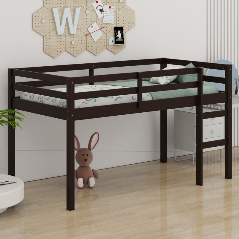 Lit mezzanine en bois avec échelle, Espresso