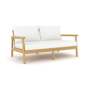 Fuse 59" Premium Teak Loveseat with Sunbelievable™ Cushions, Fully Assemble (Ivory Sand)