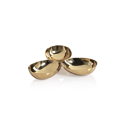 Latis Polished Stainless Steel Triple Nut Bowl