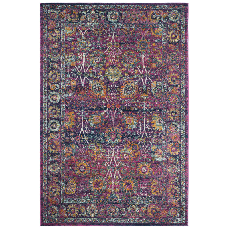 Goldstein Persian Fuchsia Area Rug, Rectangle 91 x 152 cm