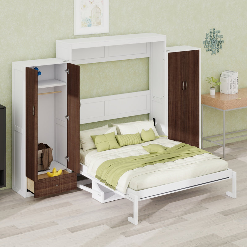 Lit escamotable mural avec placard, tiroirs et table Murphy