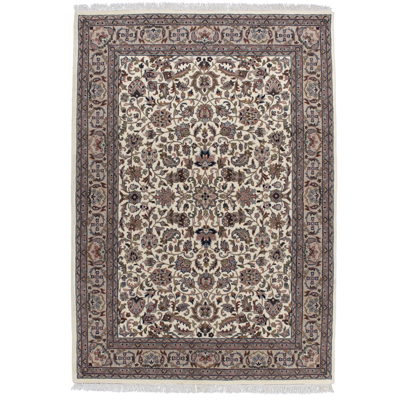Silberston Oriental Hand Woven Hand Knotted Beige Area Rug, Rectangular 250 x 350cm