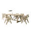 Chaise avec accoudoirs de salle à manger de style contemporain, 2 pièces, dossier massif, revêtement en bois d'hévéa, placage de chêne-258713506