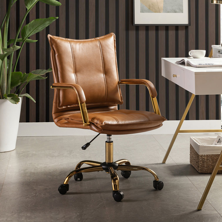 Willa Arlo Interiors Lundgren Leather Task Chair with Padded Arms & Reviews