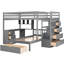 Lit superposé double au-dessus de simple avec bureau et rangement en gris élégant pour les chambres à coucher Options confortables et pratiques