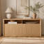 Buffet en bois de 170 cm avec bande lumineuse DEL, prises électriques et 4 compartiments de rangement pour un style de vie moderne-1011772594