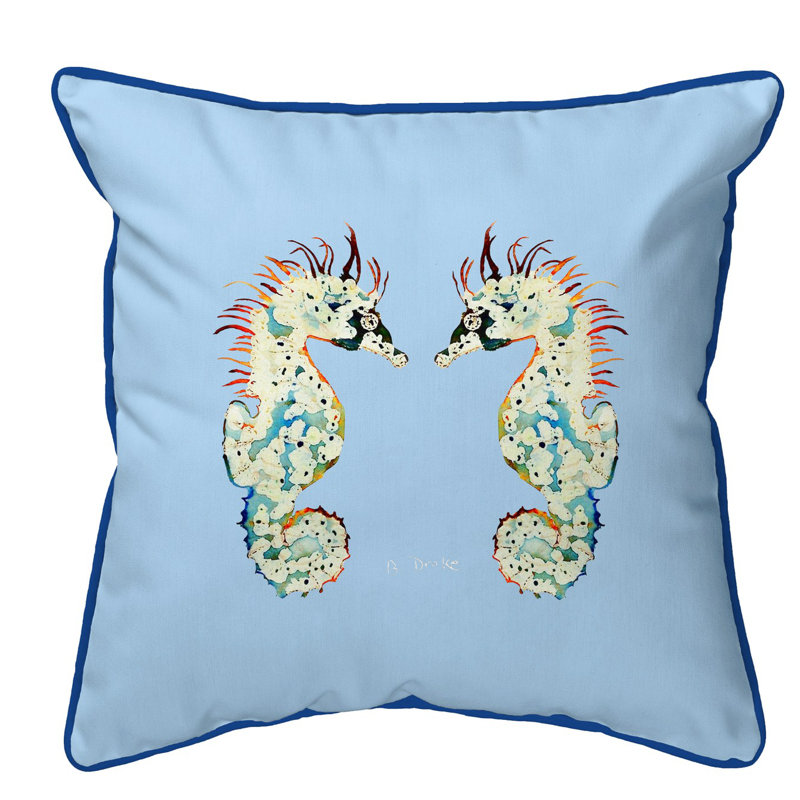  Housse et insert de coussin lombaire d'extérieur Hippocampes Betsy, Bleu pâle, 22 po x 22 po