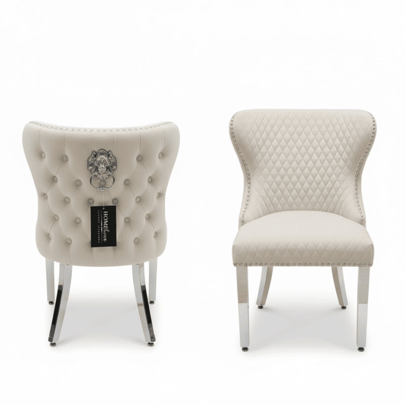 Tufted Velvet Full Back Side Chair, Beige