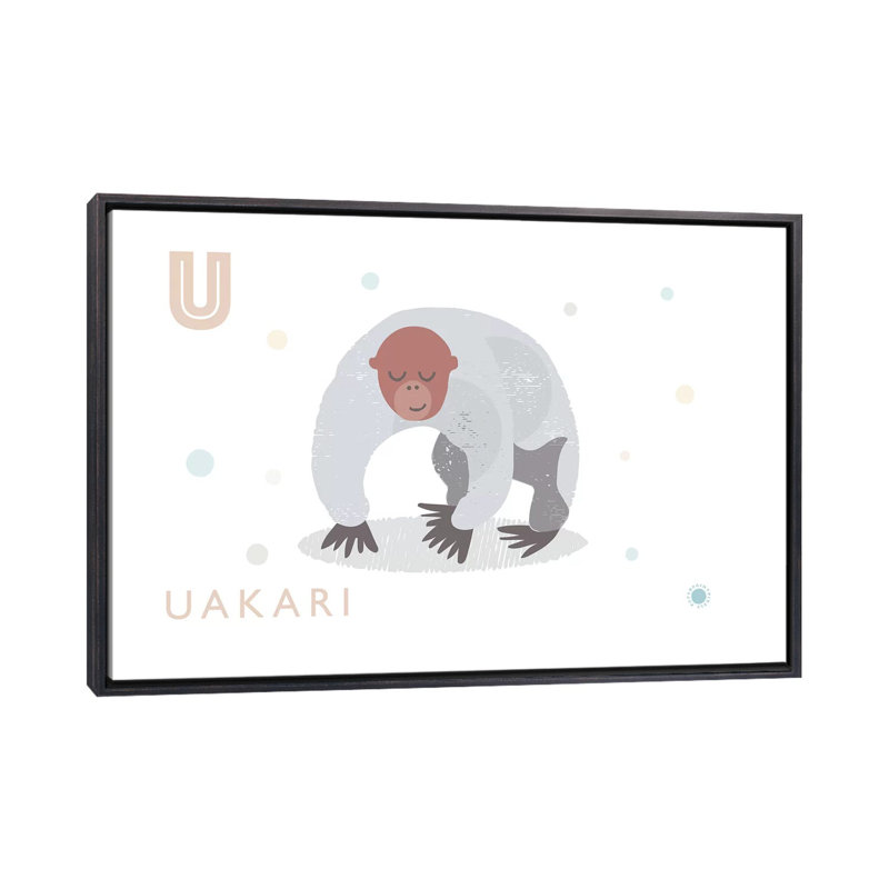 Uakari - imprimé, Pas de tapis, H 18 po x l 26 po x P 1,5 po, Toile avec cadre noir patiné