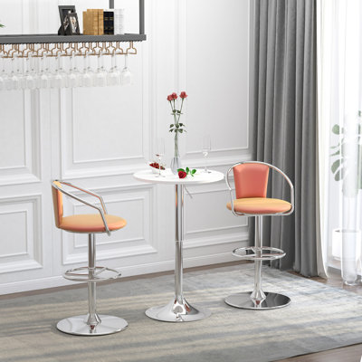 Hayriye 60cm Adjustable Height Round Bar Table with Swivel Top White
