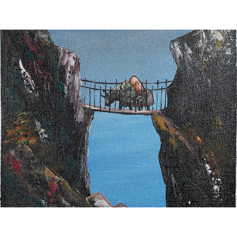 Peinture du Mont Ama Dablam Yak Crossing | Huile sur toile