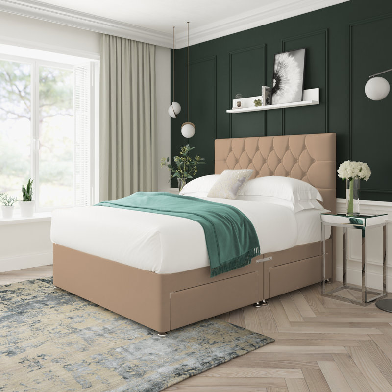 Divan Bed Base, 4 Drawers, Kingsize (5'), Mink
