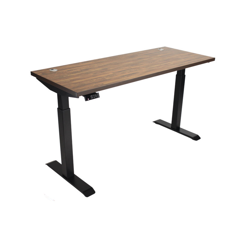 Skyscraper Electric Height Adjustable Standing Desk, Dual Motor and Digital Control with Memory, 60x24, Walnut Block Top with Black Frame