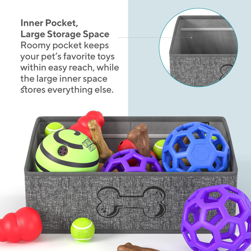 Boîte organisateur - bac de rangement, panier pour animal de compagnie - panier à friandises pour chien, coffre à jouets pour chien - boîte de rangement ouverte, bac de rangement en tissu | Collection Oxford, os