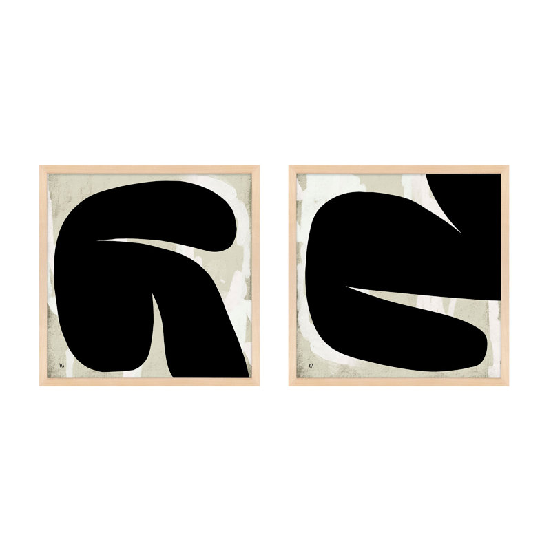 New Alphabet by StudioM - 2 Piece Picture Frame Painting Set, 16" H x 16" W x 1.25" D, Maple Framed