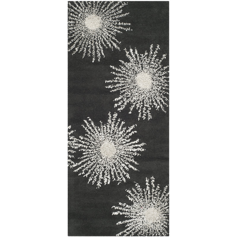 Amier Hand Tufted Wool And Viscose Geometric Rug, Runner 2'6" x 8'