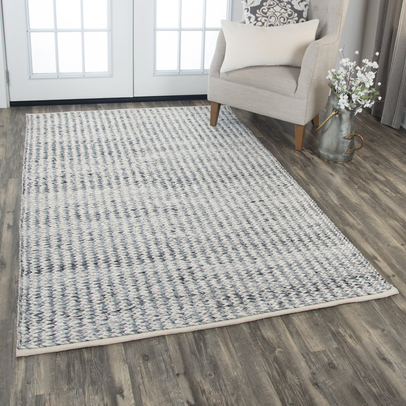 Tapis gris en laine noué à la main Stanford, Rectangle 5 pi x 8 pi