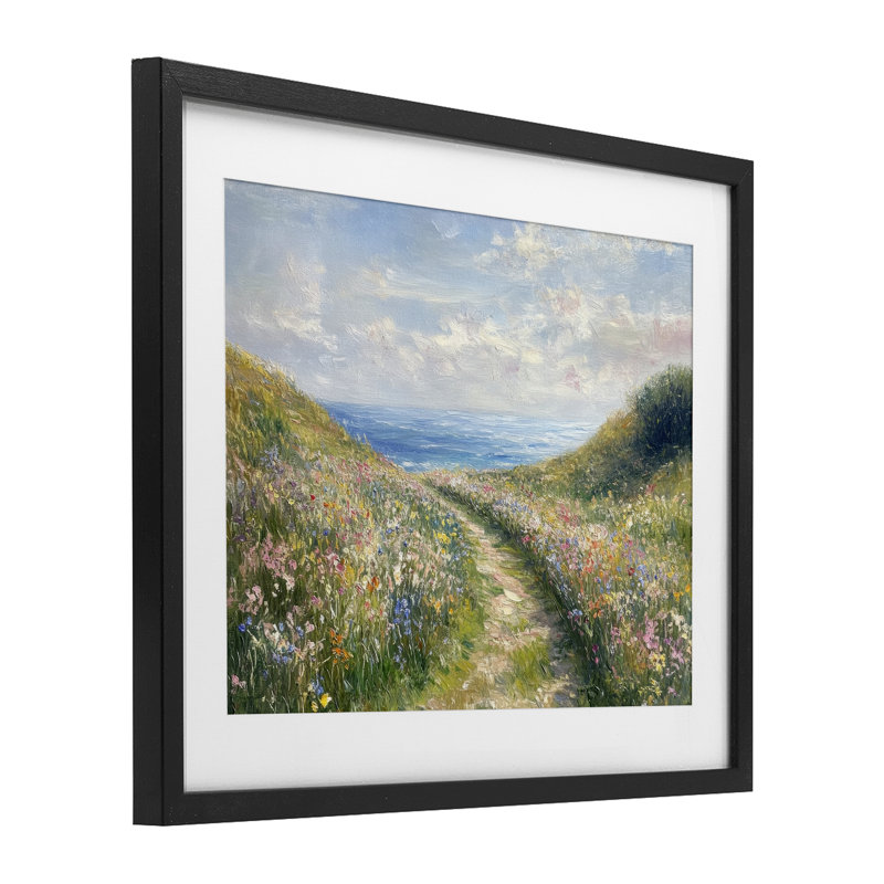 «Well Worn Coastal Path», reproduction sous verre encadrée, design par Petal Prints Design, H 13 po x l 16 po