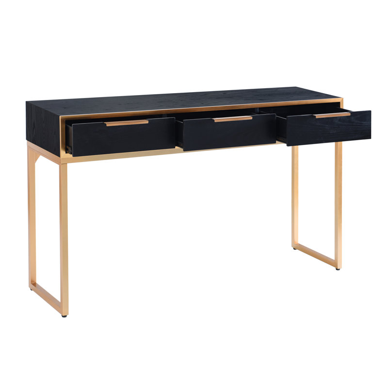 Aurelia 3-Drawer Console - Ebony & Gold