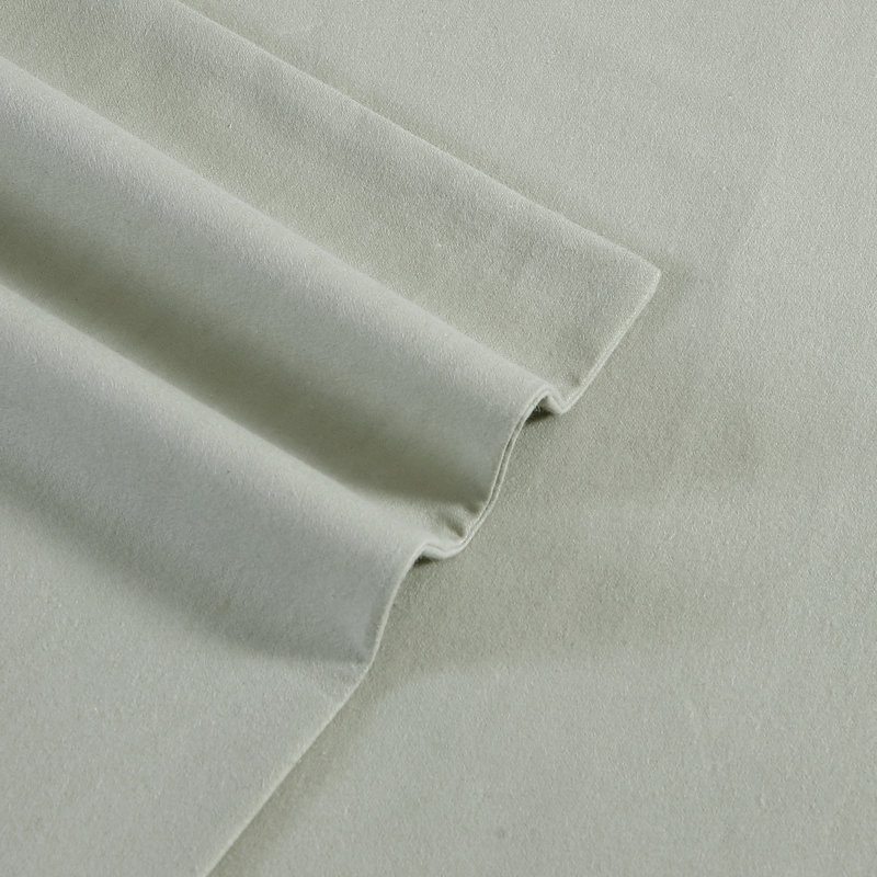 Green Cotton Flannel Full Sheet Set with Deep Pockets