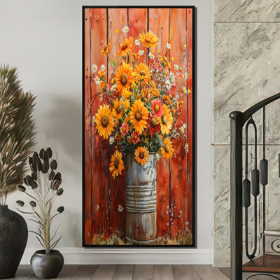 «Sloan Golden Glow Summer Bouquet At The Farm - Assortiment de bouquets», art mural