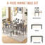 Dining Table Set for 6, 6-Piece  Kitchen Table & Chair Set, Includes 1 Table, 4 Upholstered Chairs & 1 Bench, X-shaped Backrest,-1881058045