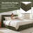 King Size Platform Bed with Thick Linen Headboard and Footboard Block Style Upholstered Grounded Design-132643224-132643225