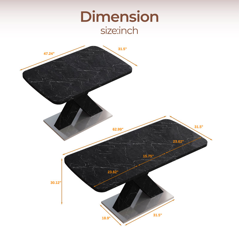 Drumack Extendable Metal Base Dining Table, Black